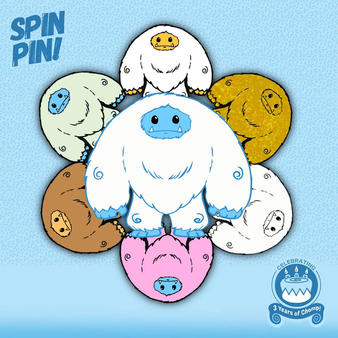 Abominable Toys Newsletter #36 Chomp 3 Year Anniversary Series 1 Spin Pin Live Now!