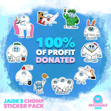 Load image into Gallery viewer, Limited Edition Jaide&#39;s Chomp Sticker Pack 100% of Profit Donated Pre-order Cannot be Cancelled
